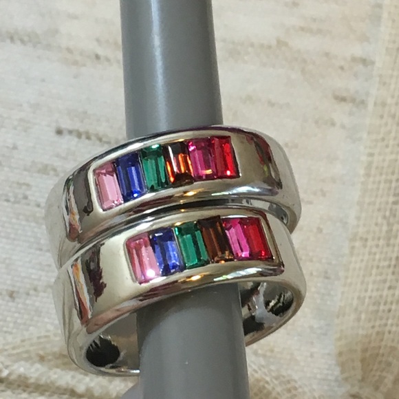 Fashion Rainbow Wedding or Pride Ring - Picture 4 of 5